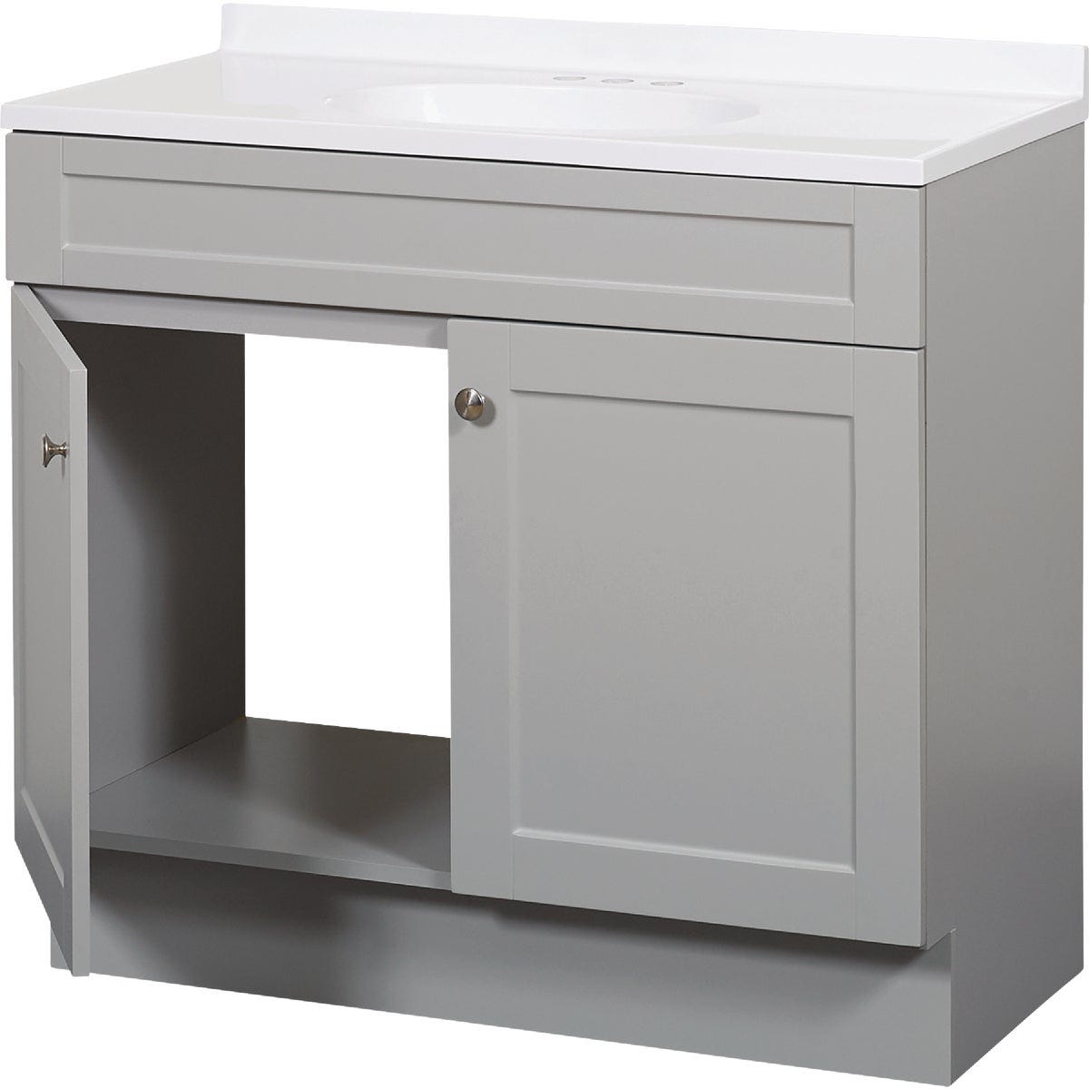 Zenith Zenna Home Cool Gray 36 In. W x 35 In. H x 18 In. D Shaker Vanity with White Cultured Marble Top - photo 2