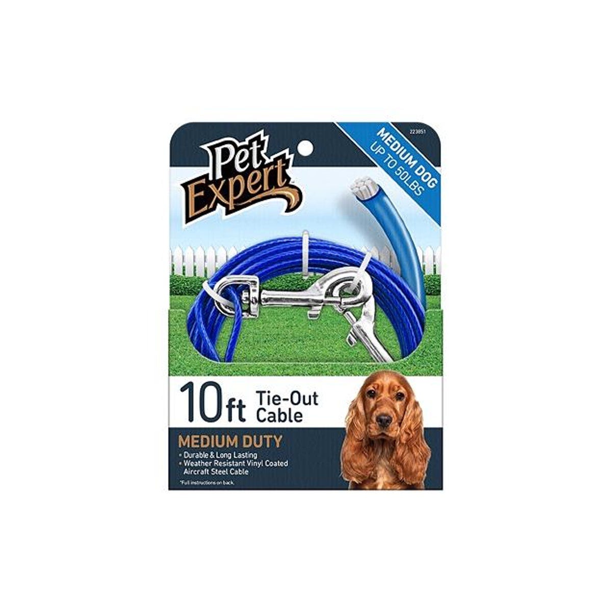 Pet Expert 10 Ft. Blue Lightweight Steel Aircraft Cable Dog Tie Out