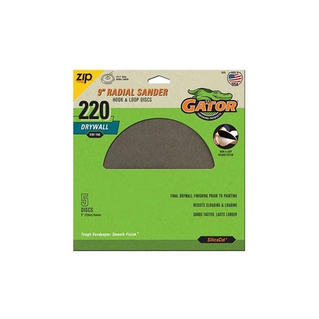 Gator 5-Pack 9 In. 220 Grit Radial Sander Drywall Sanding Discs