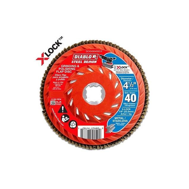 Diablo X-Lock 4-1/2 In. x 7/8 In. 40-Grit Angle Grinder Flap Disc