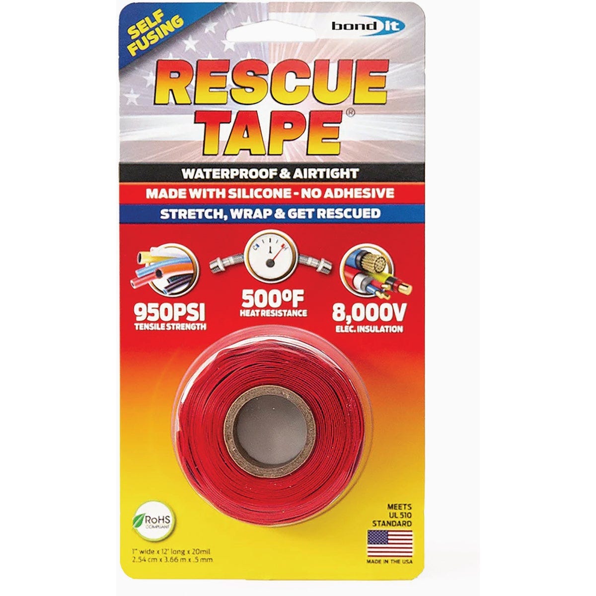 Rescue Tape Red 1 In. x 12 Ft. Self-Sealing Tape