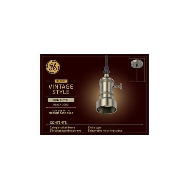 GE Vintage Gun Metal Light Pendant Fixture GE Vintage Gun Metal Light Pendant Fixture