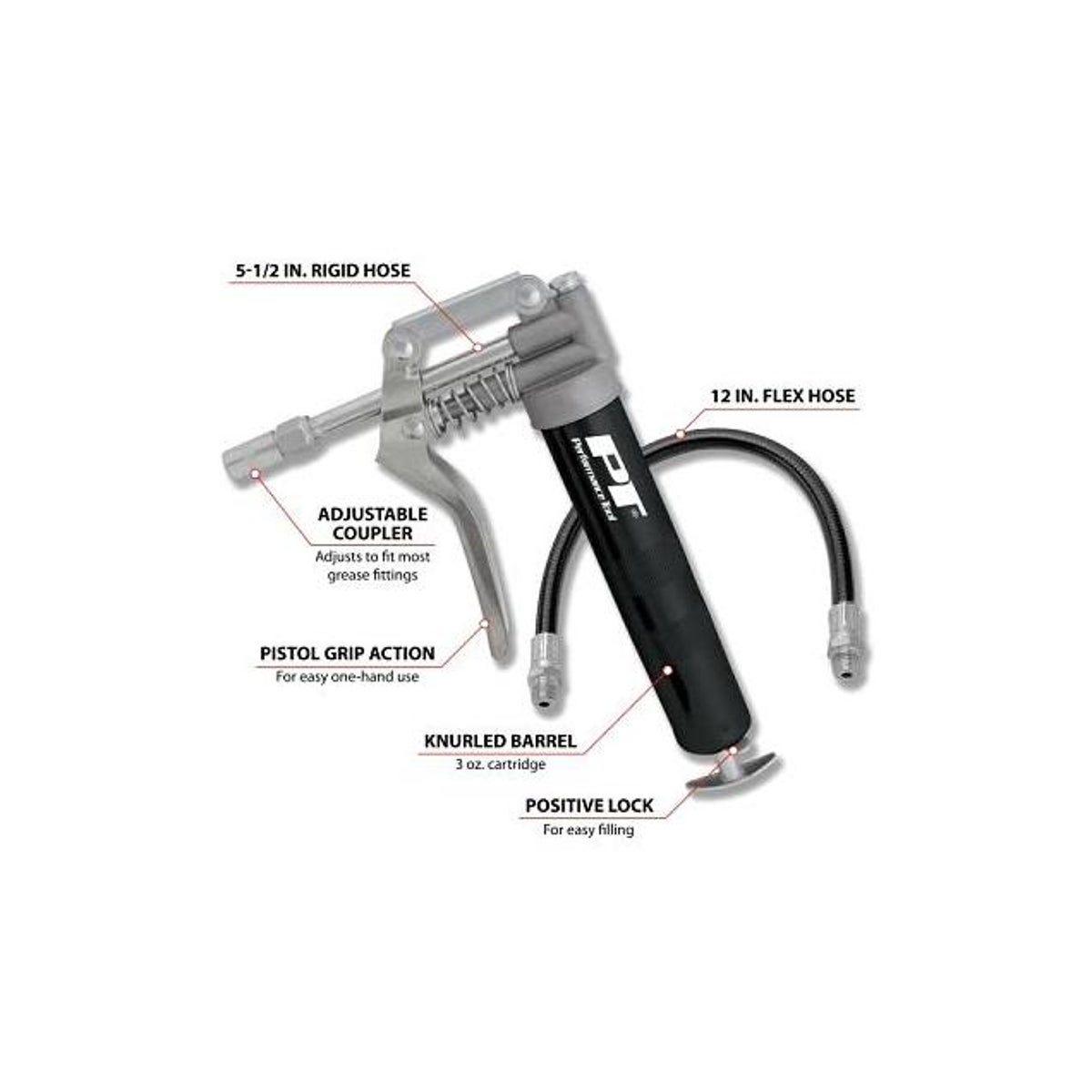 Performance Tool 3 Oz. 12 In. Flex Hose Mini Pistol Grip Grease Gun - photo 4