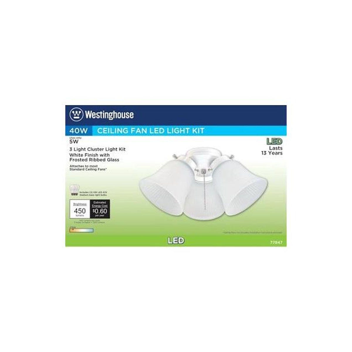 Westinghouse White with Frosted Ribbed Glass LED Ceiling Fan Light Kit