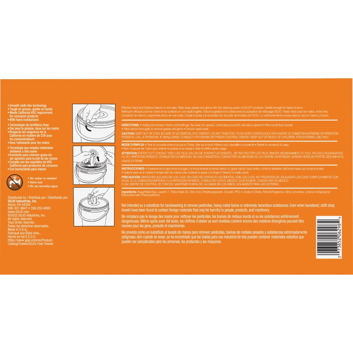 GOJO Fast Towels Multi-Purpose Heavy Duty Hand Cleaner Wipes, Fresh Citrus (130 Ct.) - photo 4 GOJO Fast Towels Multi-Purpose Heavy Duty Hand Cleaner Wipes, Fresh Citrus (130 Ct.) - photo 4