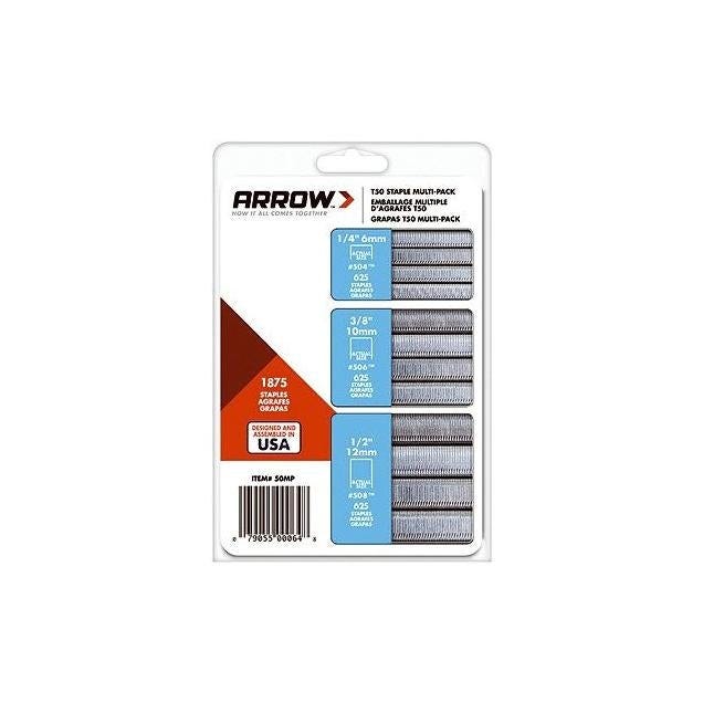 Arrow 1/4, 3/8 & 1/2 In. Staples Multi-Pack (1875-Pack)