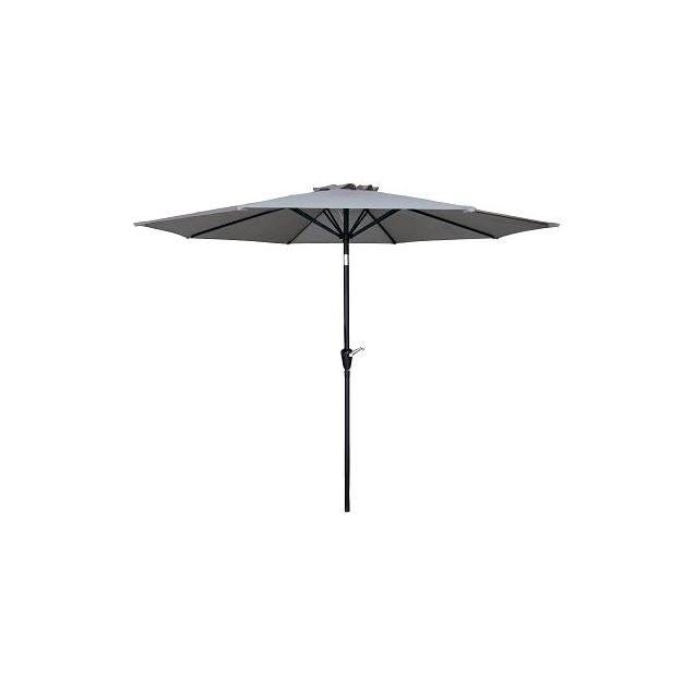 Four Seasons Courtyard 9 Ft. Steel Tilt/Crank Gray Market Patio Umbrella Four Seasons Courtyard 9 Ft. Steel Tilt/Crank Gray Market Patio Umbrella