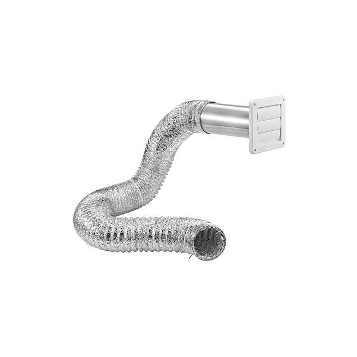 Lambro 8 Ft. White Dryer Exhaust Wall Louvered Vent Kit Lambro 8 Ft. White Dryer Exhaust Wall Louvered Vent Kit