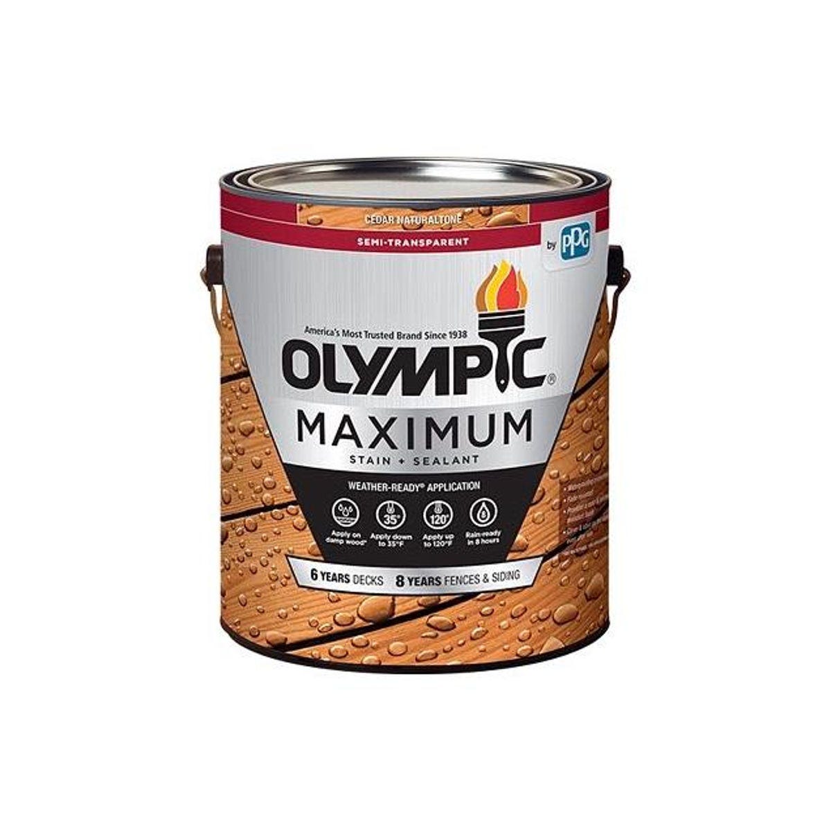 Olympic Semi-Transparent Oil Maximum Deck, Fence & Siding Exterior Stain & Sealant, Cedar, 1 Gal. Olympic Semi-Transparent Oil Maximum Deck, Fence & Siding Exterior Stain & Sealant, Cedar, 1 Gal.