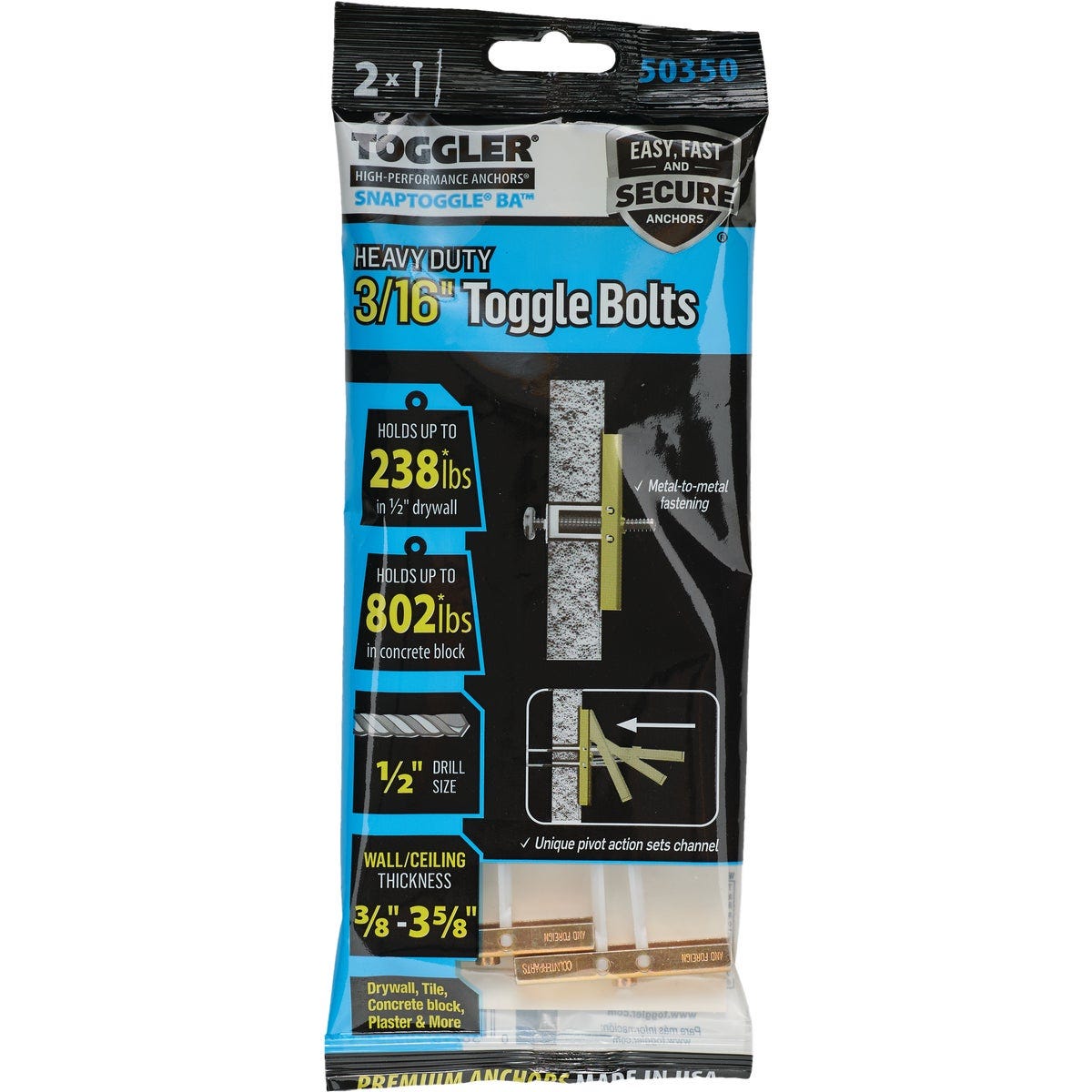 Toggler Snaptoggle 3/16 In.-24 x 2 In. Toggle Bolt (2-Count) - photo 2