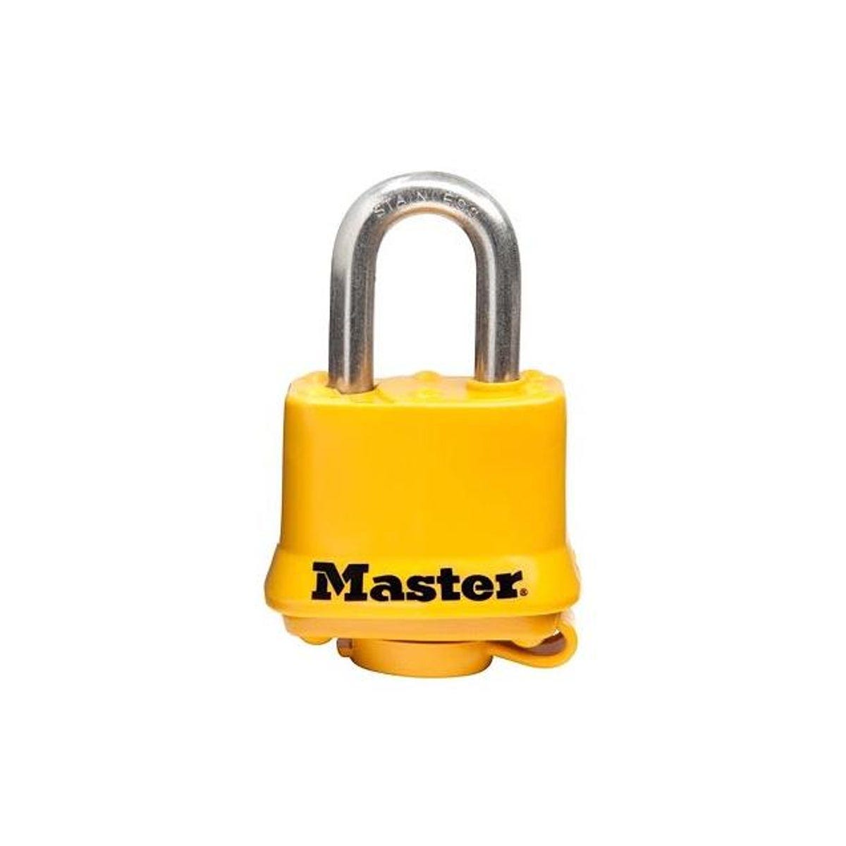 Master Lock 1.5 In. Yellow Weatherproof Laminated Keyed Padlock