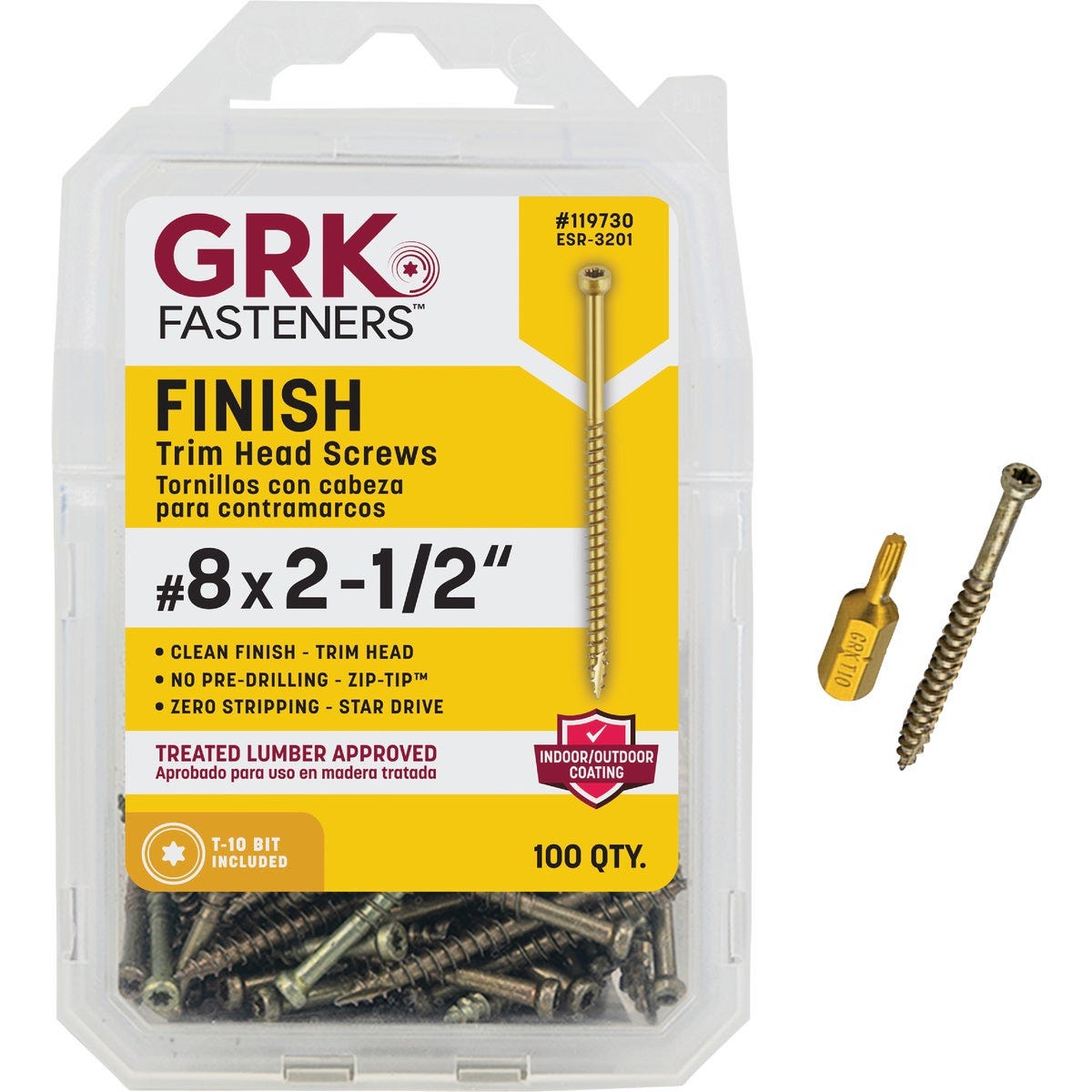 GRK #8 x 2-1/2 In. Star Drive Steel Trim Screw (100-Count) GRK #8 x 2-1/2 In. Star Drive Steel Trim Screw (100-Count)
