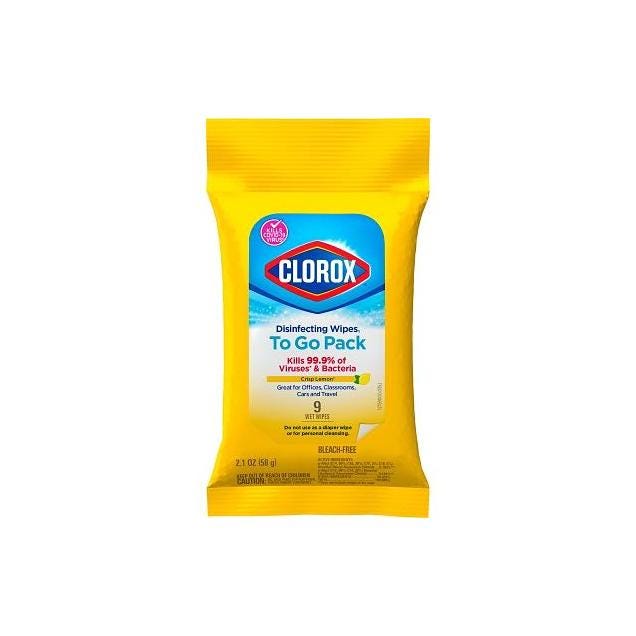 Clorox Crisp Lemon Disinfecting To Go Wipes (9-Count) Clorox Crisp Lemon Disinfecting To Go Wipes (9-Count)