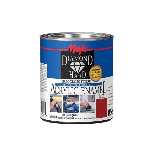 Majic Diamondhard Anti-Rust Acrylic Enamel Paint, High Gloss Safety Red, 1 Qt.