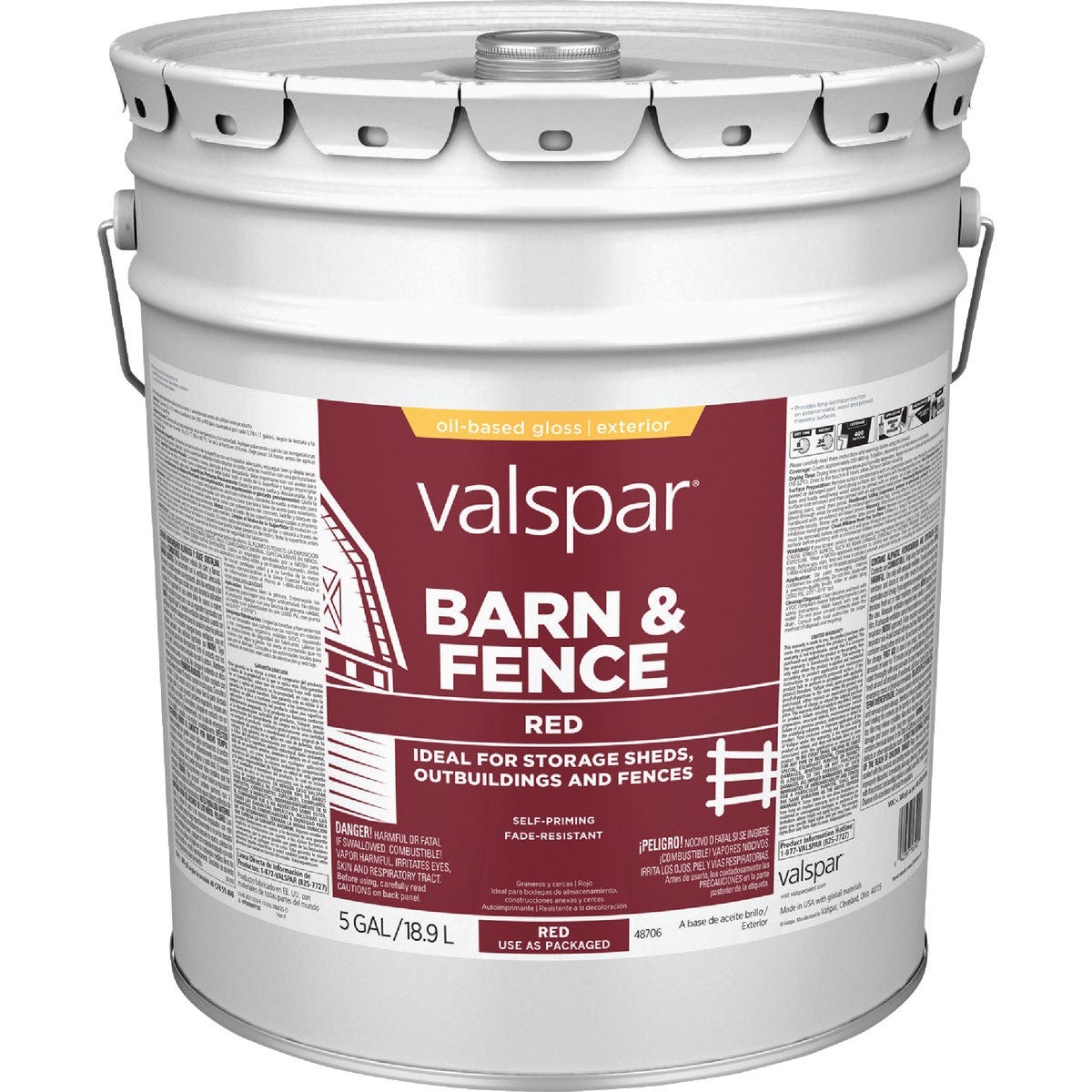 Valspar Oil Paint & Primer In One Low Sheen Barn & Fence Paint, Red, 5 Gal. - photo 2