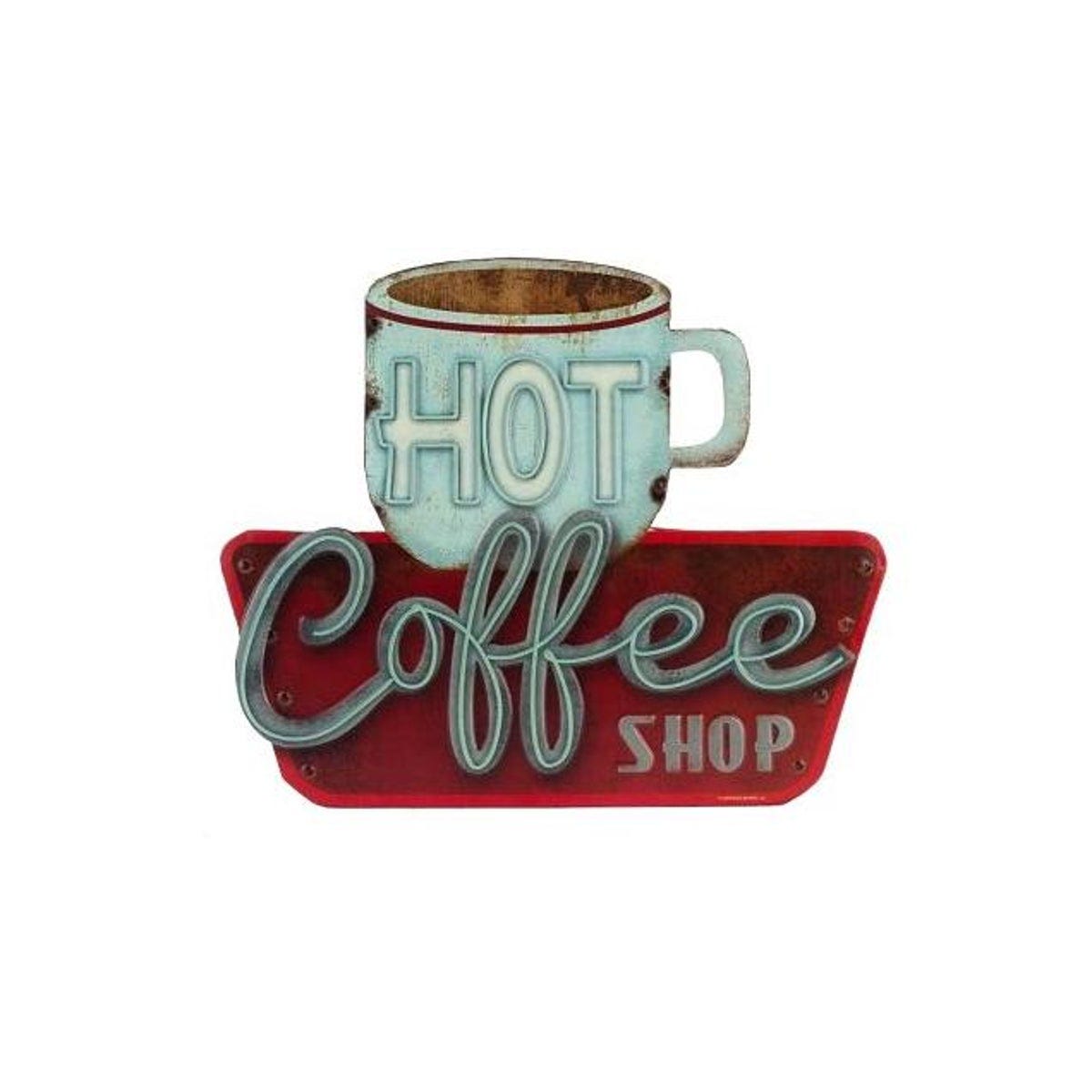 Headwind Indoor/Outdoor 3D Embossed Metal Hot Coffee Shop Sign