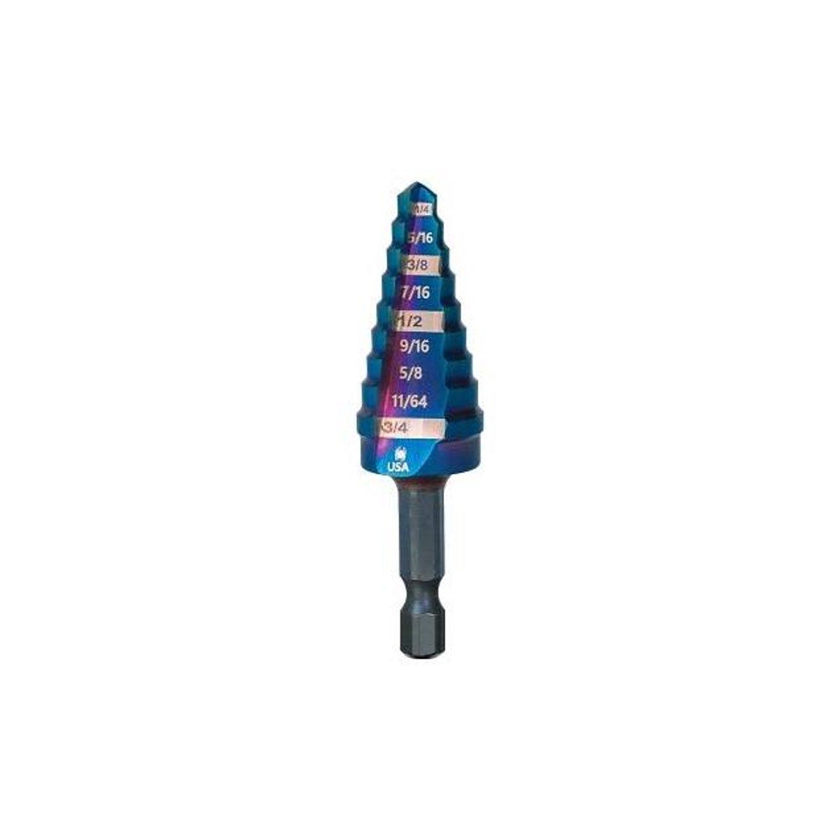 Spyder 1/4 In. to 3/4 In. Mach-Blue 9-Step Drill Bit