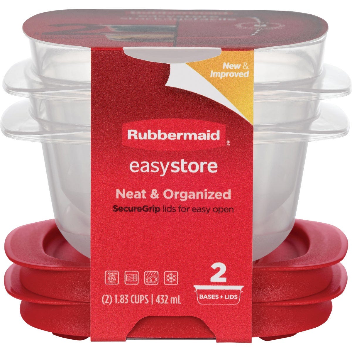 Rubbermaid EasyStore 1.83 C. Clear Square Food Storage Container with Lid (2-Pk.)