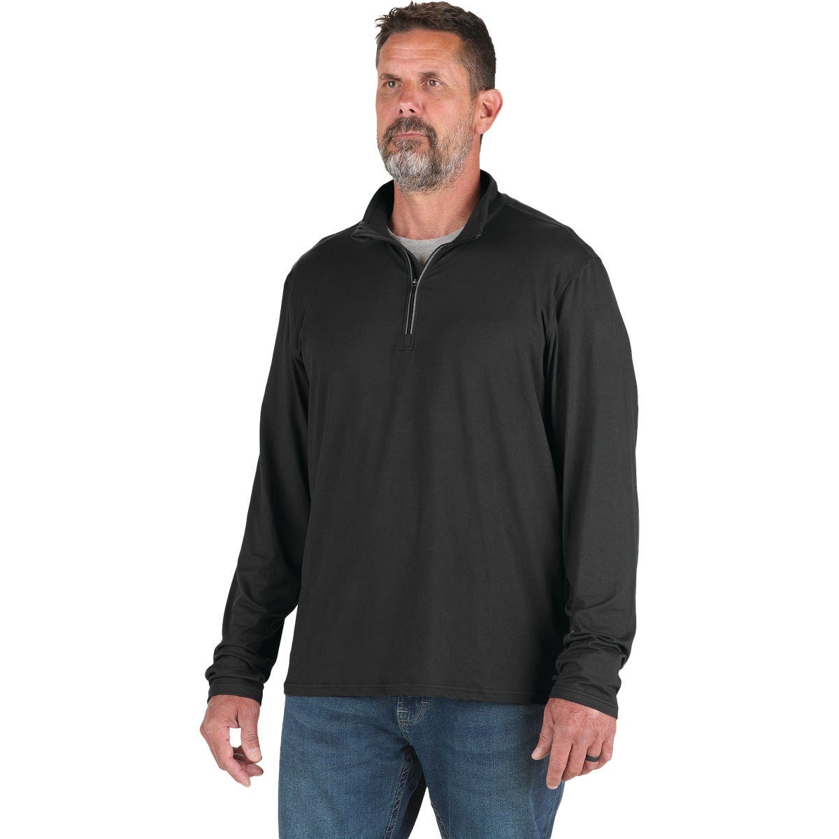 Berne Men's Large Black Midweight UPF Quarter-Zip Shirt