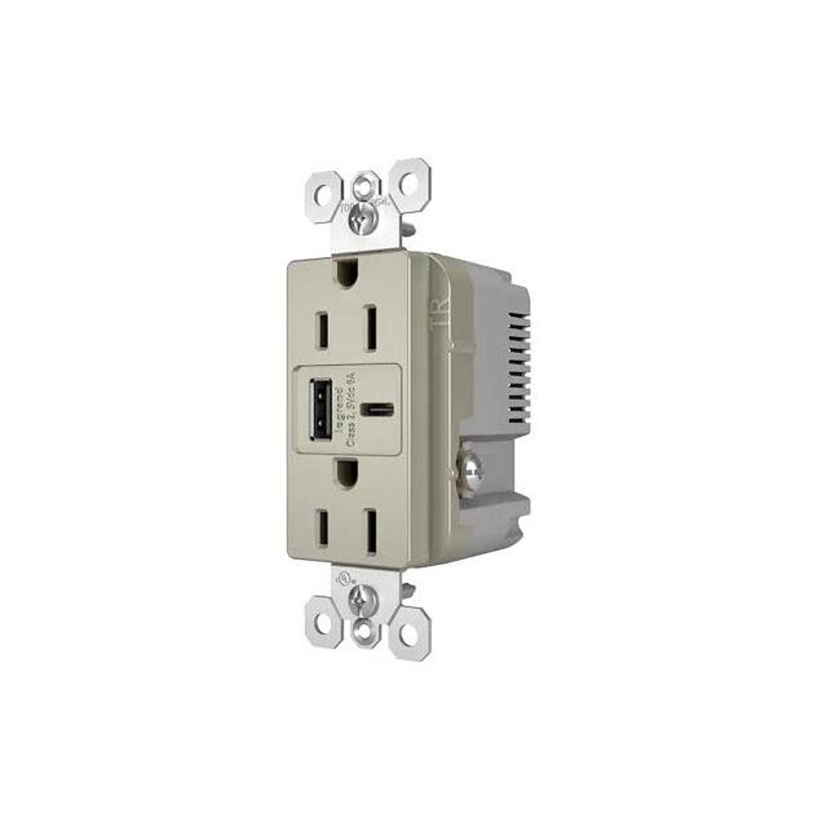 Legrand Pass & Seymour 15A 6A Type A/C USB In-Wall Charger Duplex Outlet, Nickel - photo 2 Legrand Pass & Seymour 15A 6A Type A/C USB In-Wall Charger Duplex Outlet, Nickel - photo 2