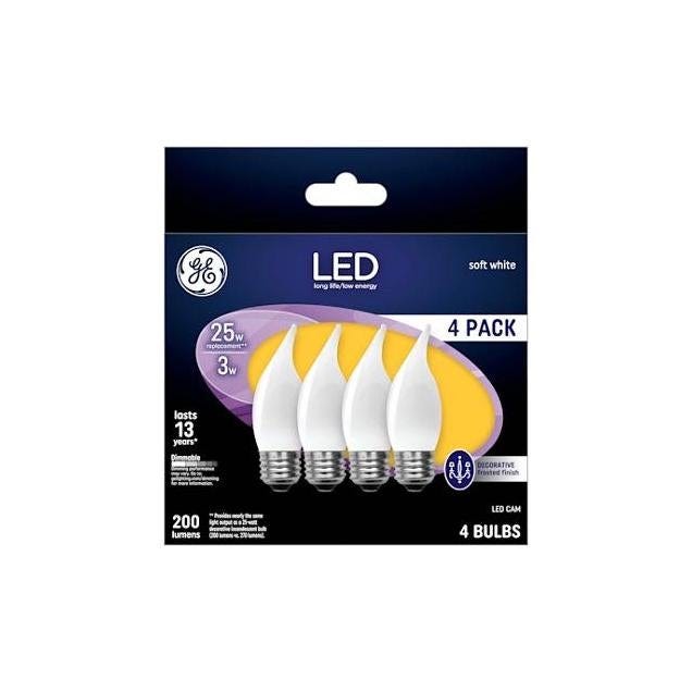 GE 4-Pack 2.5W 200 Lumens Frosted Decorative LED Light Bulbs GE 4-Pack 2.5W 200 Lumens Frosted Decorative LED Light Bulbs
