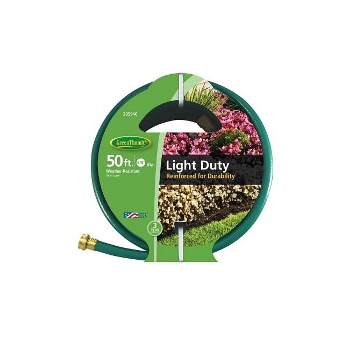 Light-Duty Nylon-Reinforced 3-Ply Vinyl Garden Hose, 5/8-In. x 50-Ft.
