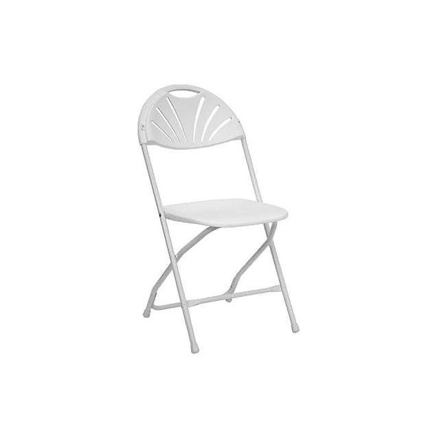 Pre Sales Inc. Fanback White Plastic Metal Frame Folding Chair Pre Sales Inc. Fanback White Plastic Metal Frame Folding Chair