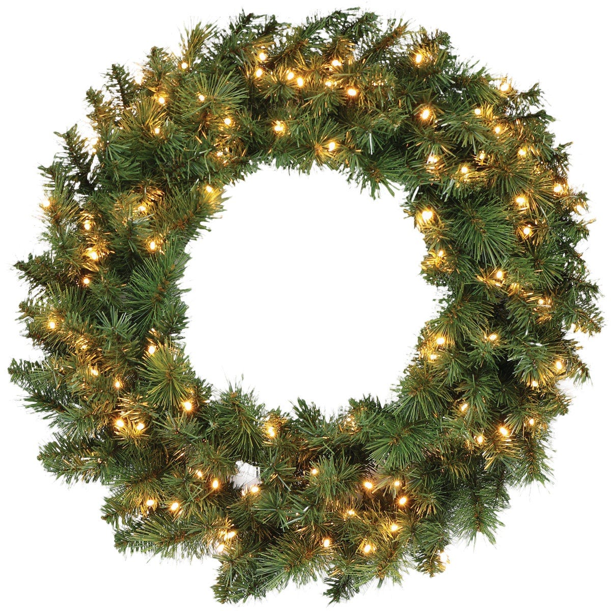 Holiday Wonderland 30 In. 100-Bulb Warm White LED PVC Mixed Neele Wreath