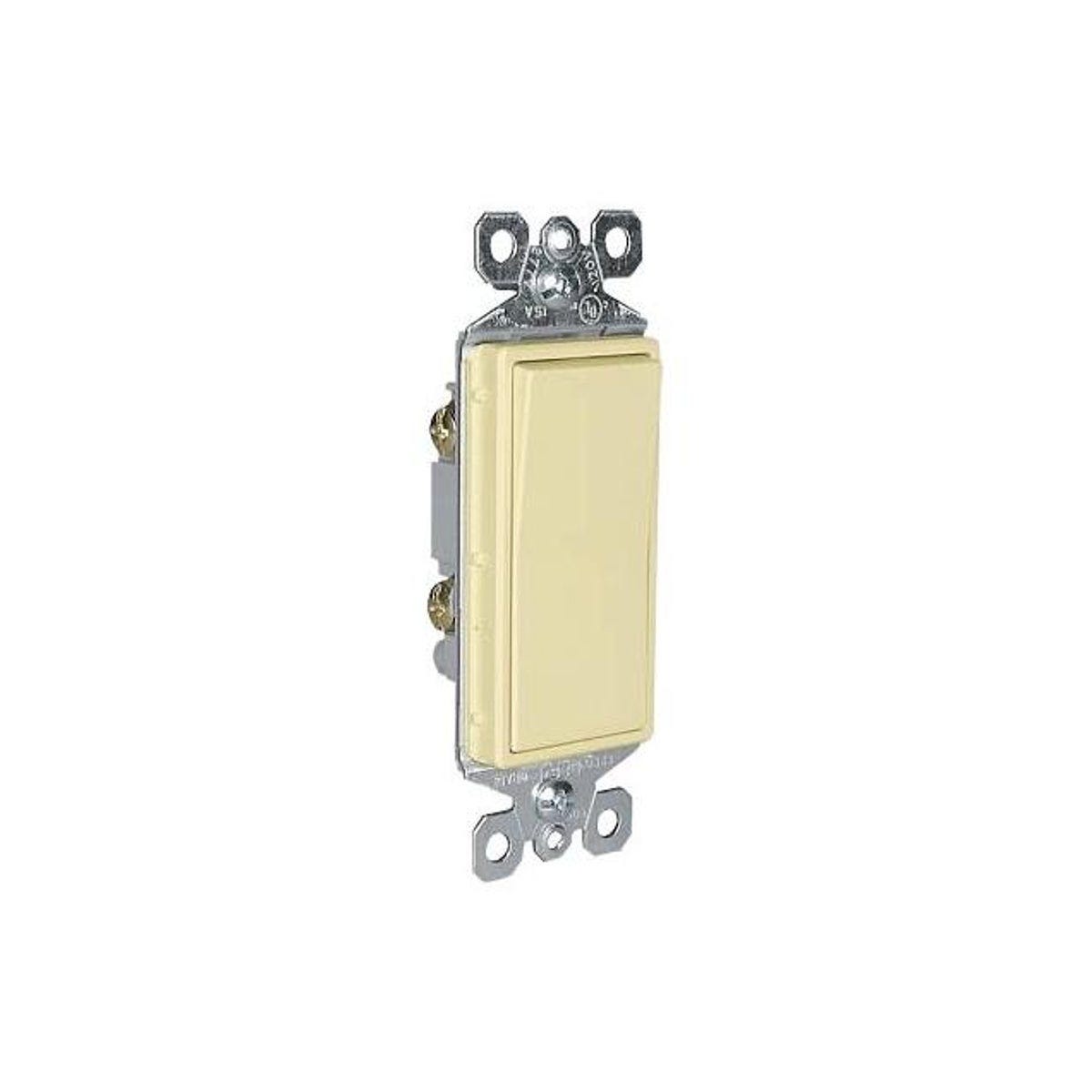Legrand Pass & Seymour 1-Pole Almond Decorator Light Switch, Ivory (10-Pack)