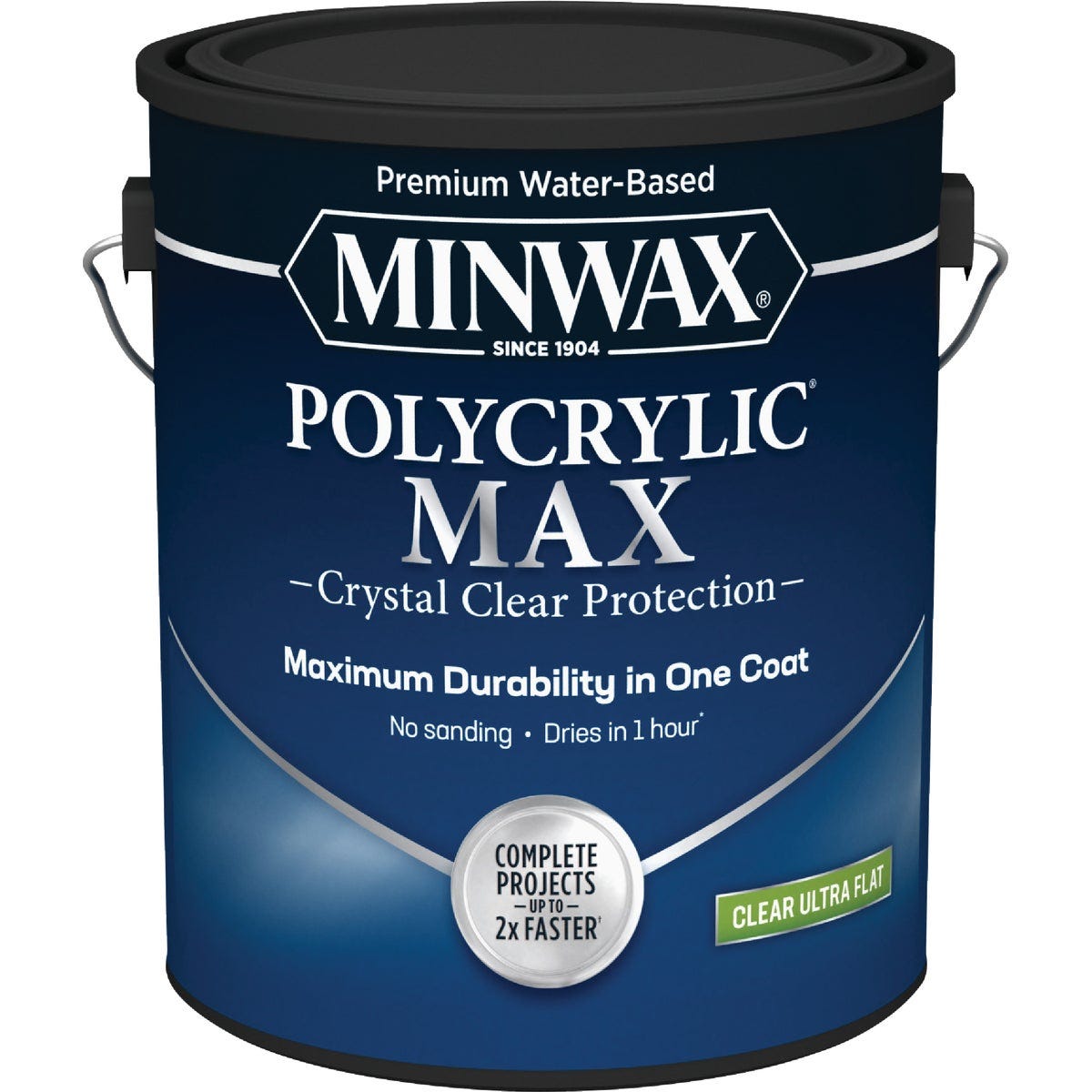 Minwax Polycrylic Max Interior Stain, Clear Ultra Flat, 1 Gal.