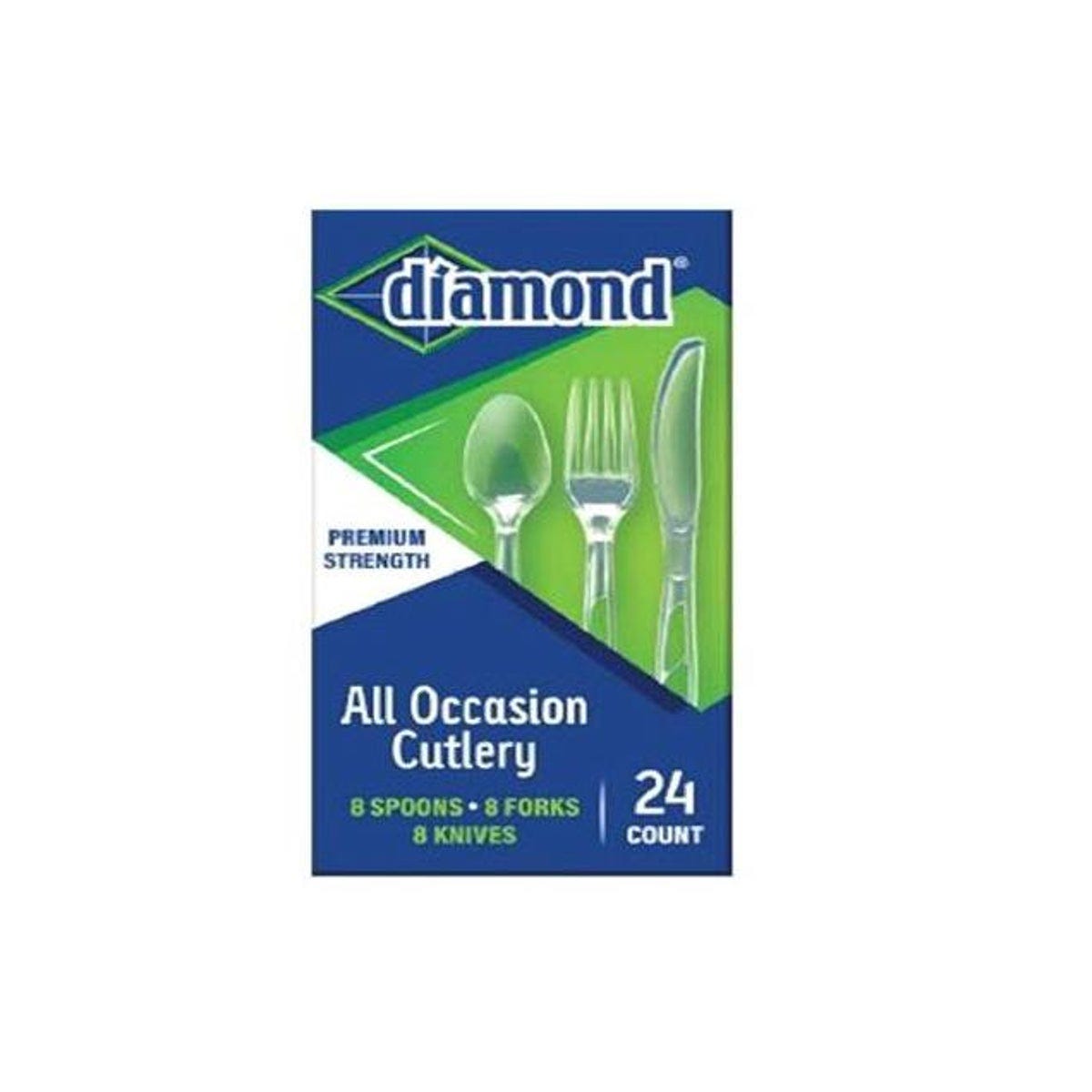 Diamond Plastic Forks, Knives, & Spoons (8 Each)