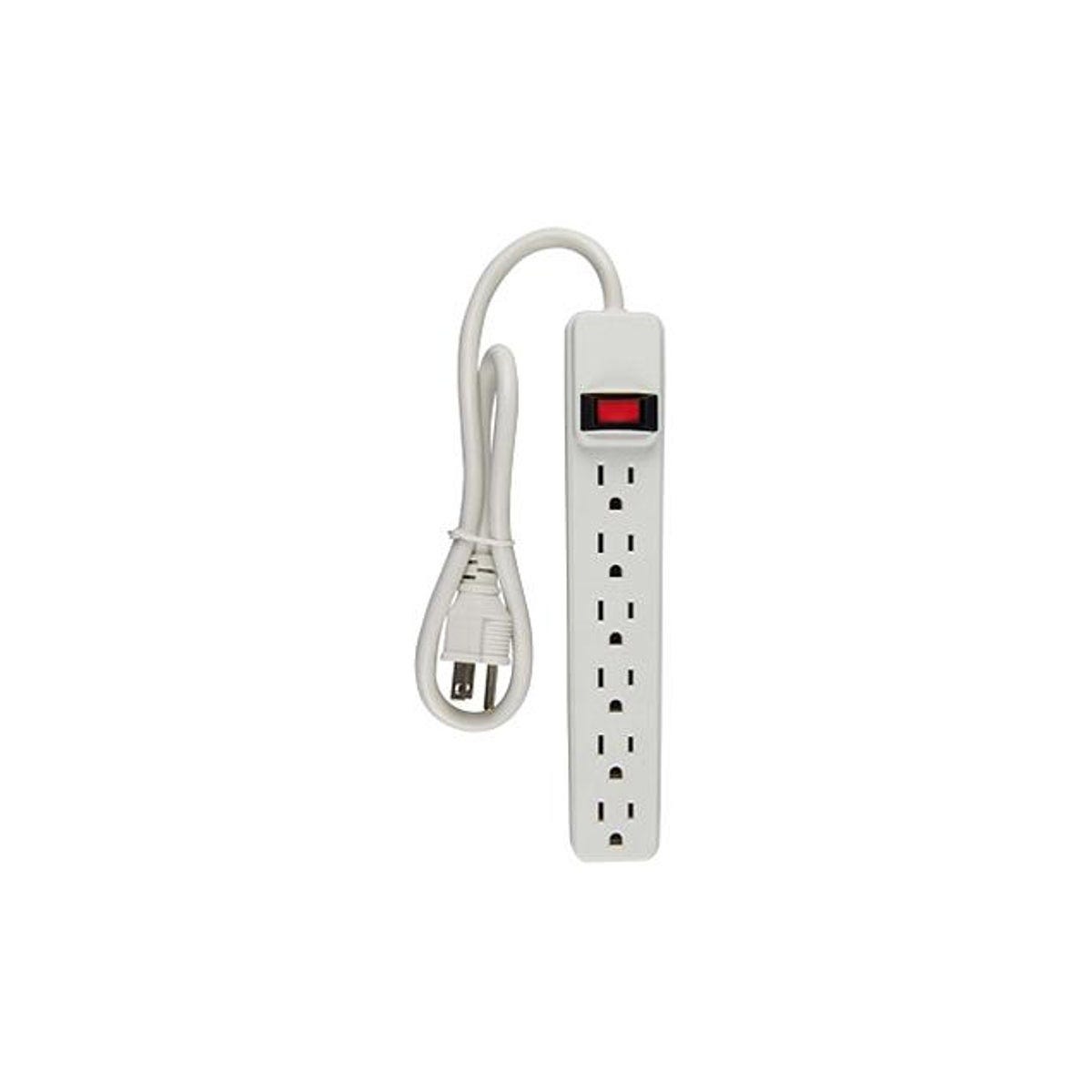 Master Electrician 6-Outlet White Power Strip with 2-1/2 Ft. Cord