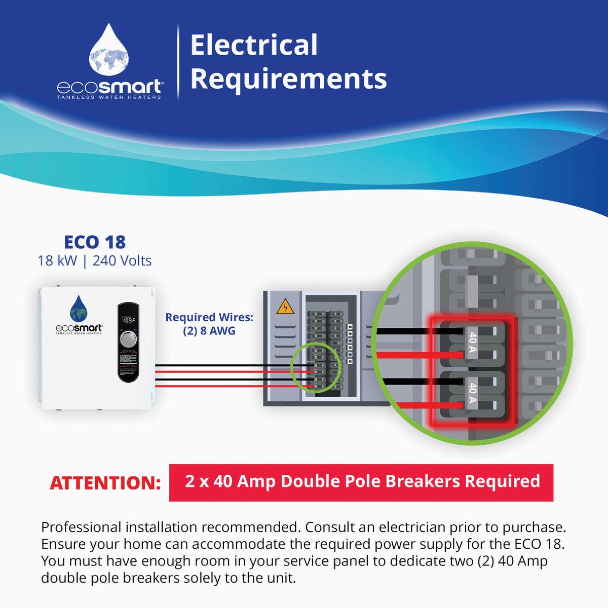 EcoSMART 240V Single Phase 18kW Tankless Electric Water Heater - photo 6