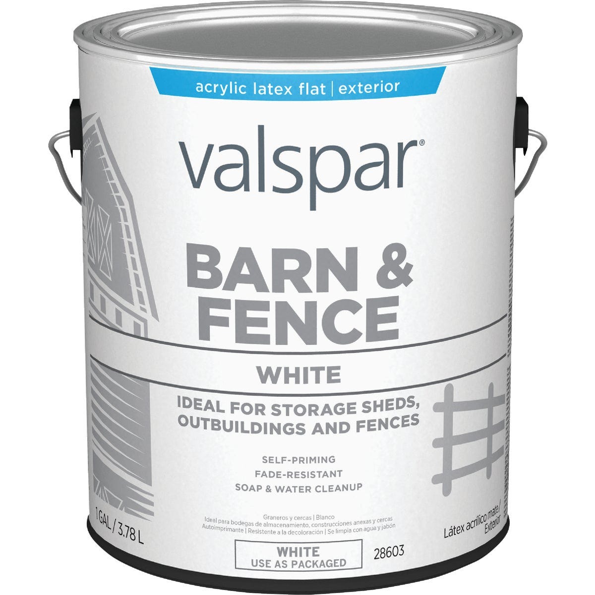 Valspar Latex Paint & Primer In One Flat Barn & Fence Paint, White, 1 Gal. - photo 2
