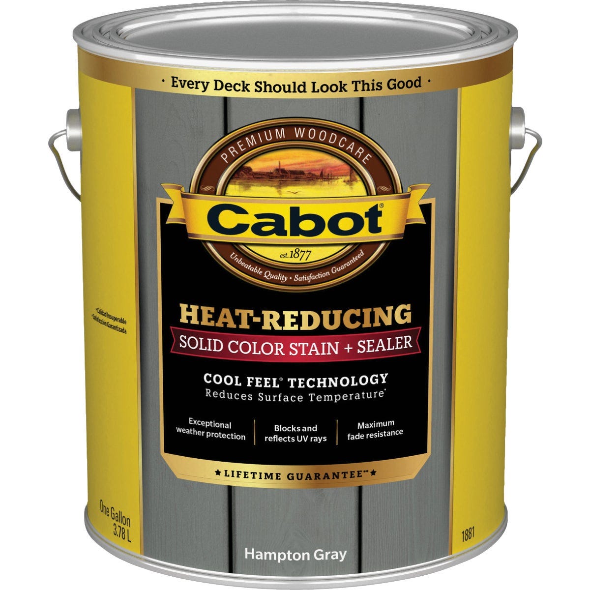 Cabot Heat-Reducing Solid Color Stain + Sealer with Cool Feel Technology, Hampton Gray, 1 Gal. - photo 2