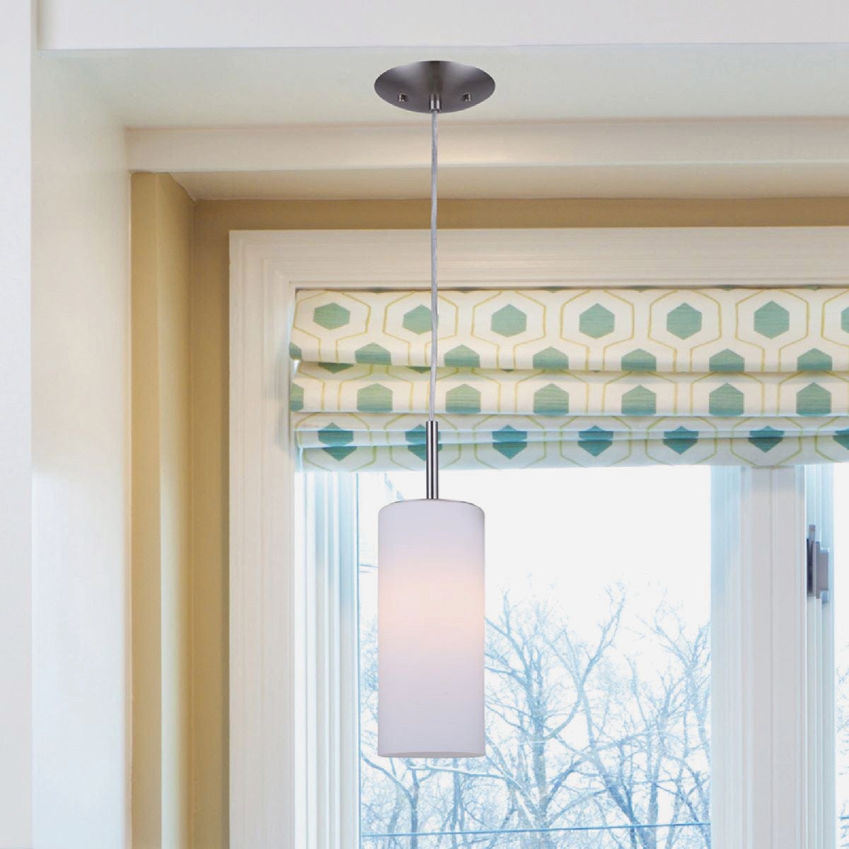 Canarm Toni 5 In. Brushed Nickel Pendant Light Fixture, Flat Opal Glass - photo 5 Canarm Toni 5 In. Brushed Nickel Pendant Light Fixture, Flat Opal Glass - photo 5