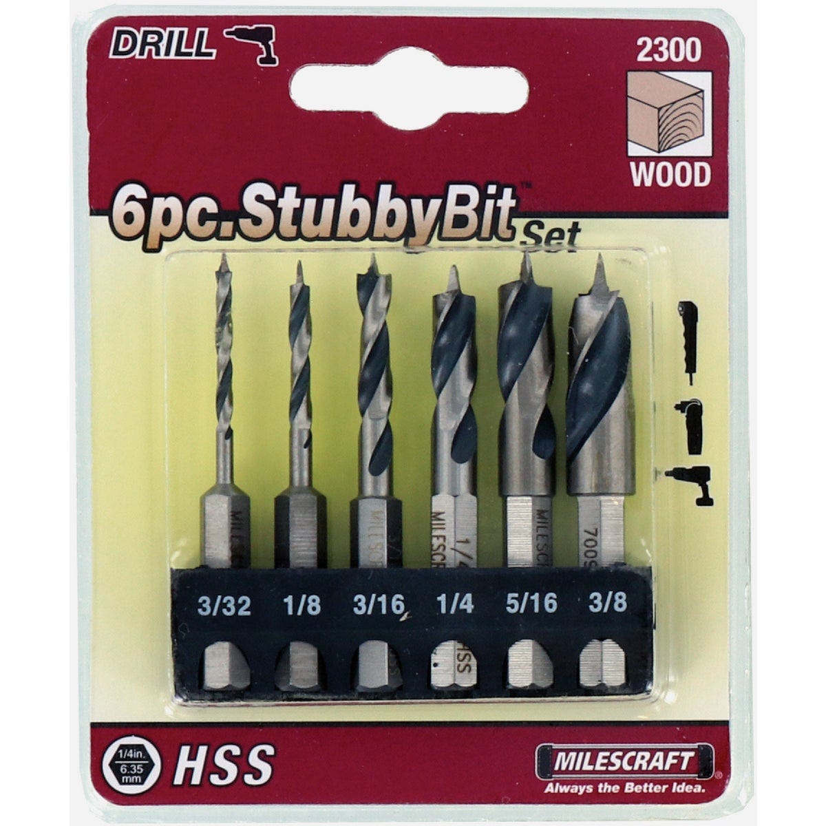 Milescraft Wood Stubby Bit Set (6-Piece) - photo 2