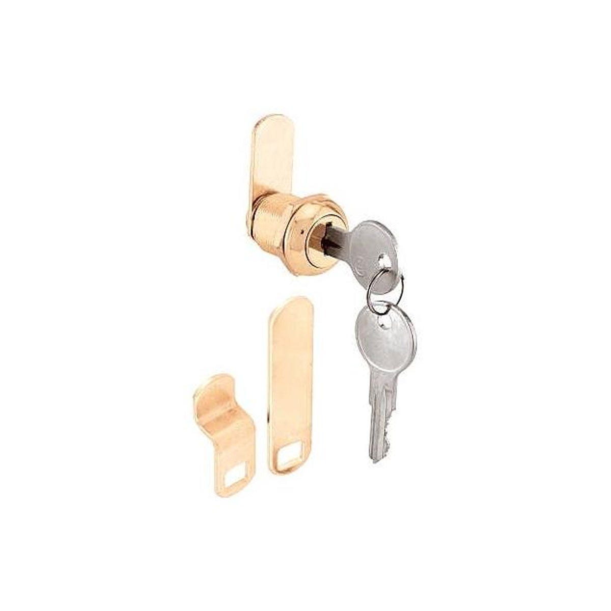 Prime-Line 5/8 In. Brass Finish Drawer/Cabinet Lock