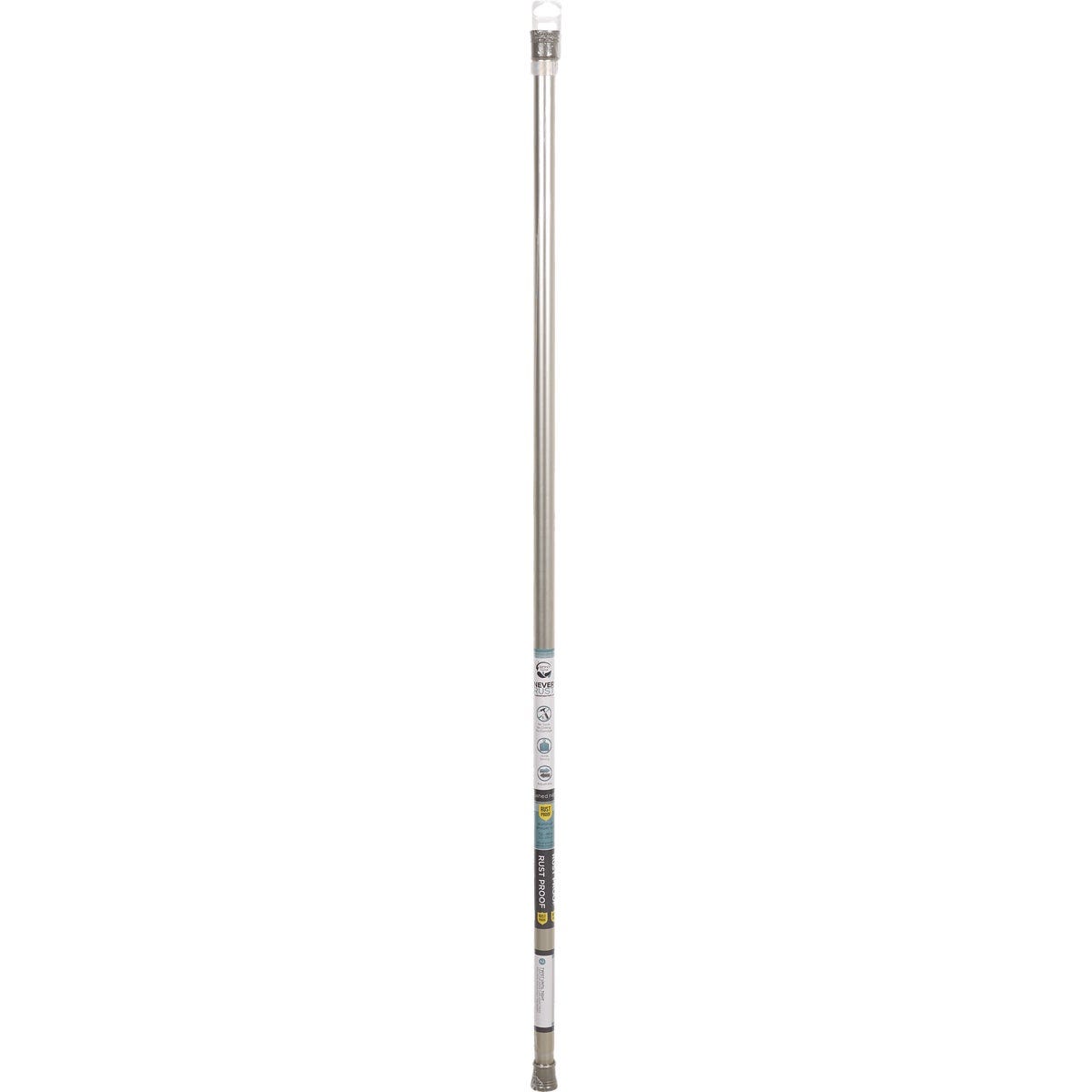 Zenna Home Straight 52 In. to 86 In. Rustproof Aluminum Adjustable Tension Shower Curtain Rod, Satin Nickel - photo 2