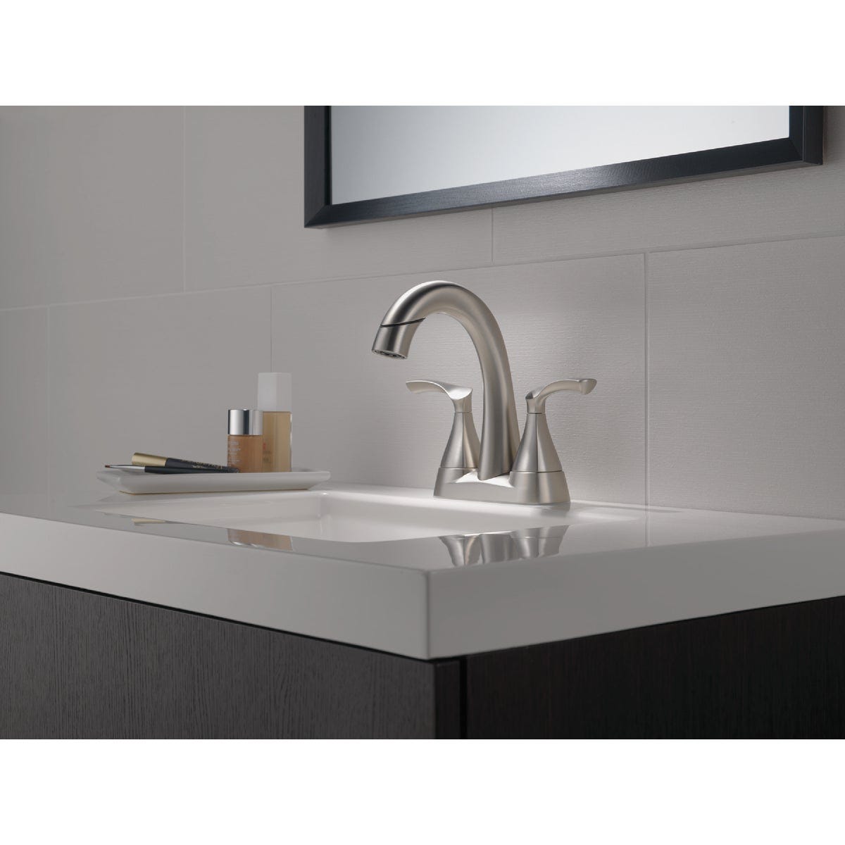 Delta Sandover Brushed Nickel 2-Handle Centerset Pull-Down Bathroom Faucet - photo 3