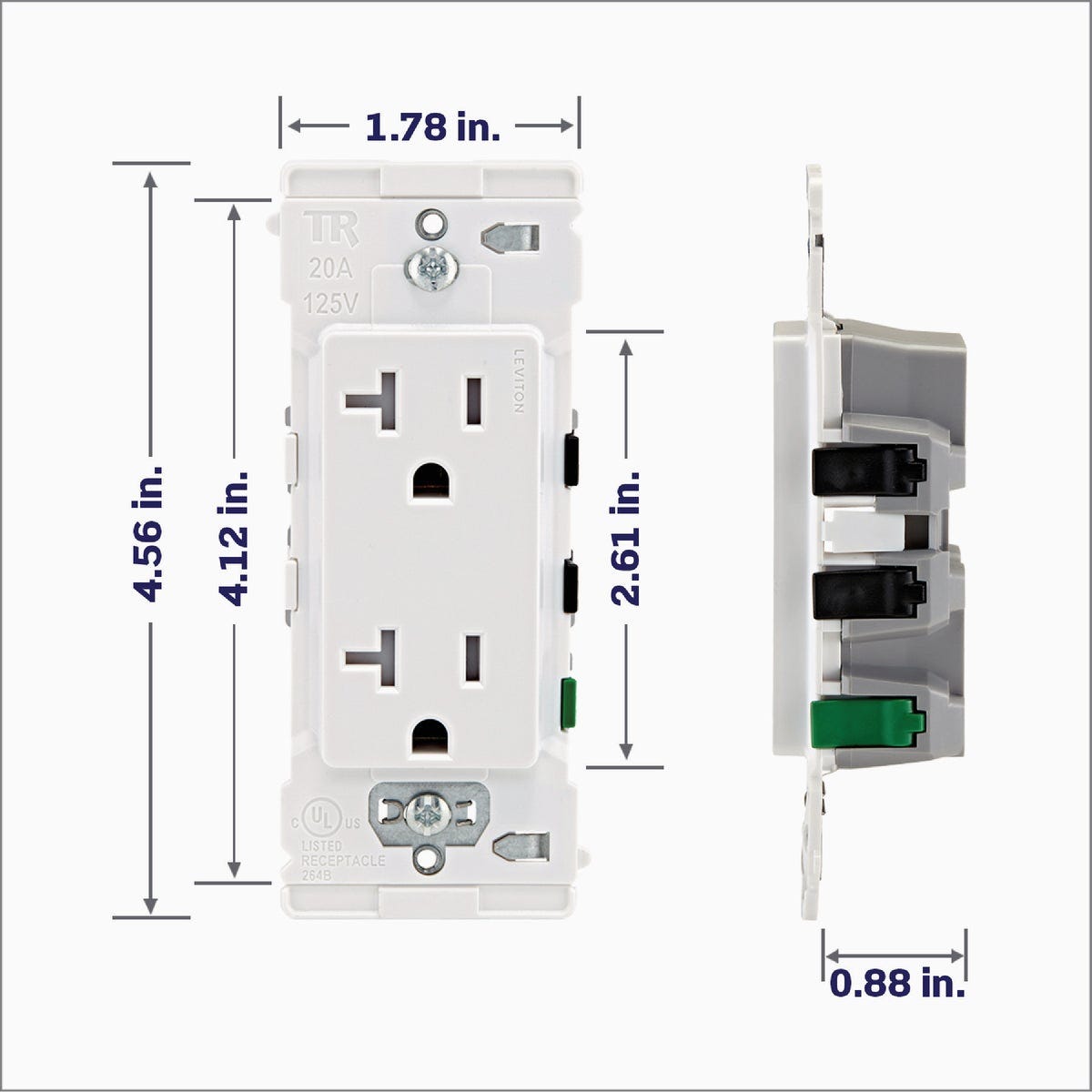 Leviton Lever Edge White 20A Commercial Grade 5-15R Tamper