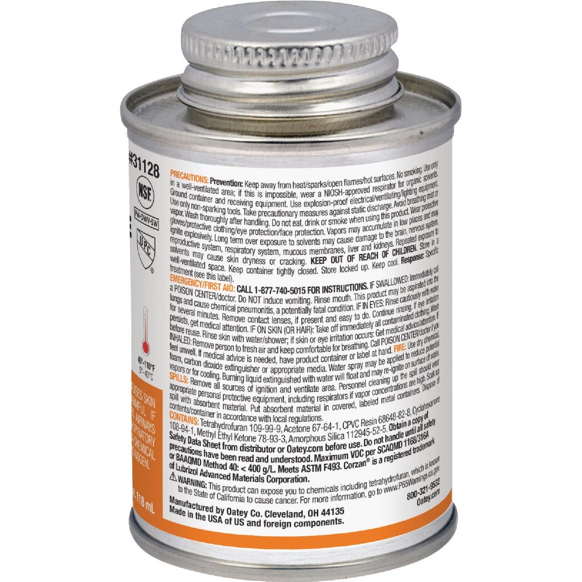 Oatey 4 Oz. Medium Bodied Orange CPVC Cement - photo 2