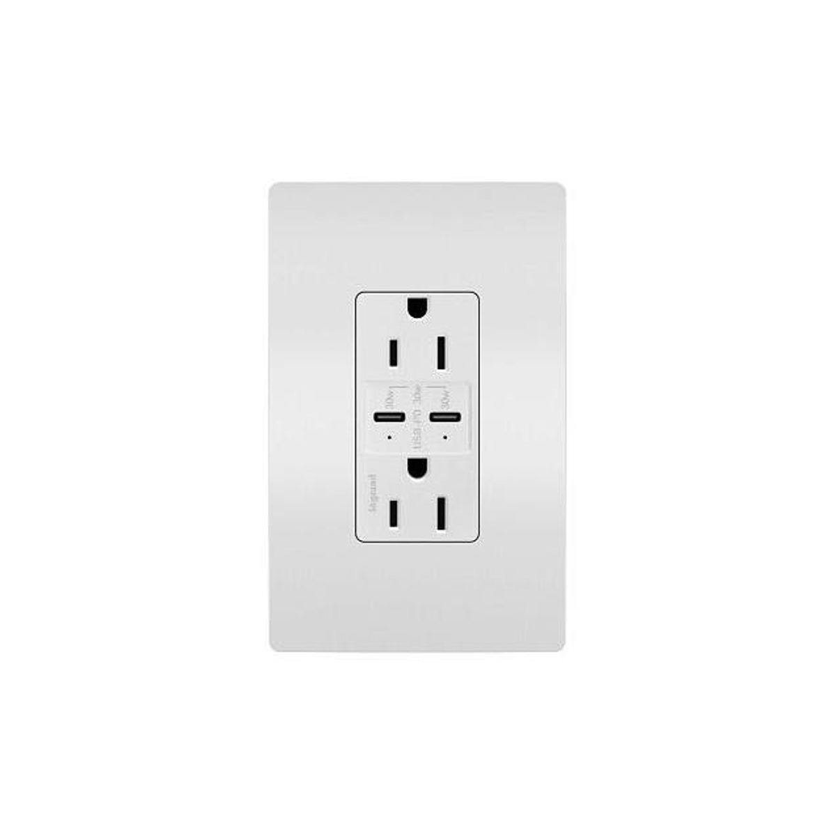 Radiant Tamper-Resistant 15A Duplex Outlet with Ultra-Fast Type C/C USB, White - photo 2 Radiant Tamper-Resistant 15A Duplex Outlet with Ultra-Fast Type C/C USB, White - photo 2