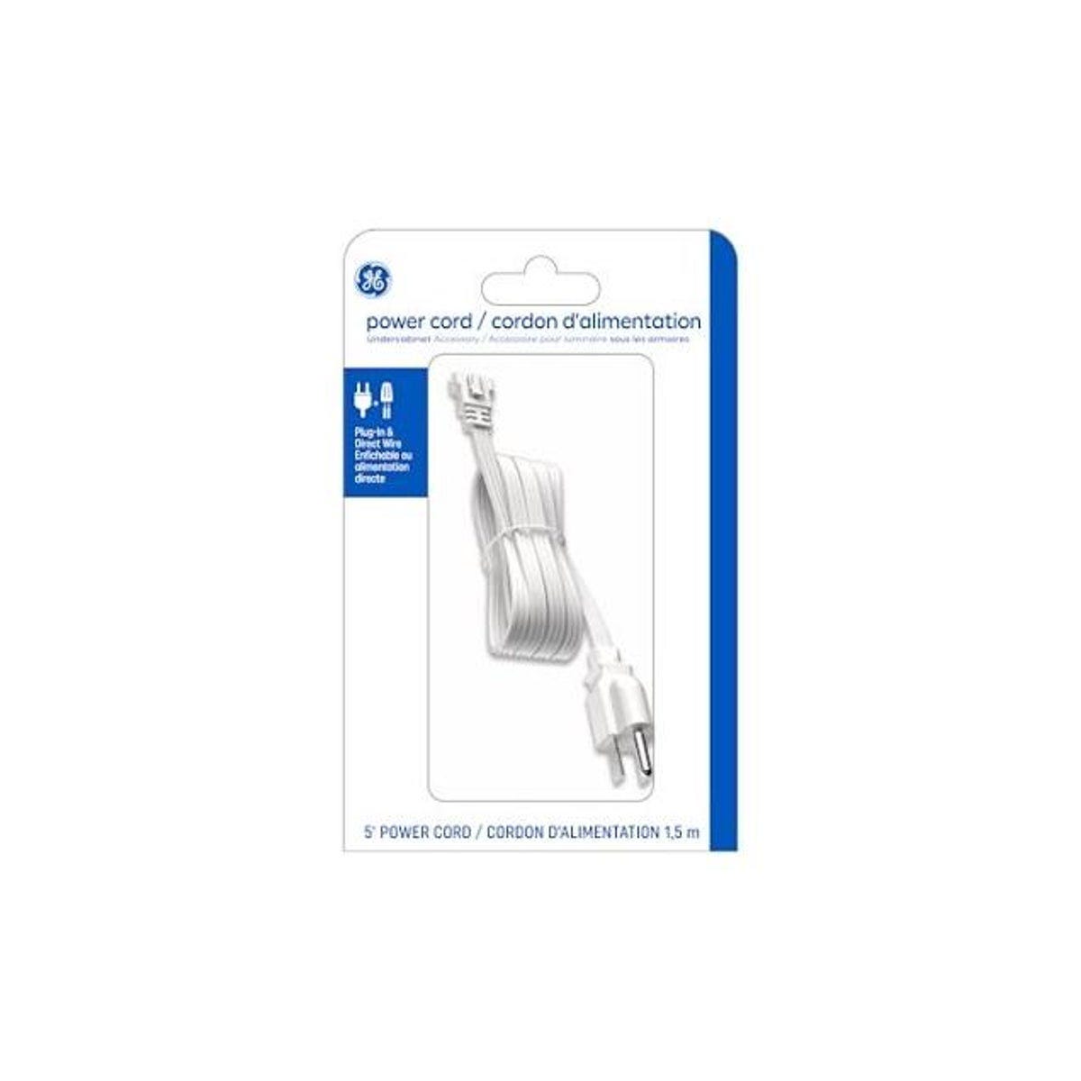 GE 5 Ft. White Power Cord for Plug-In/Direct Wire Undercabinet Fixtures