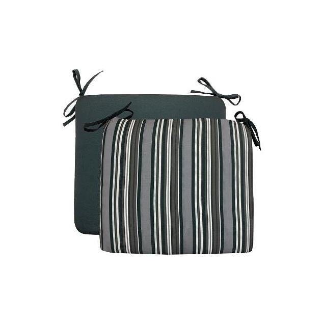Patio Premiere 18 In. x 15 In. x 3.5 In. Stripes Reverse to Solid Seat Cushion