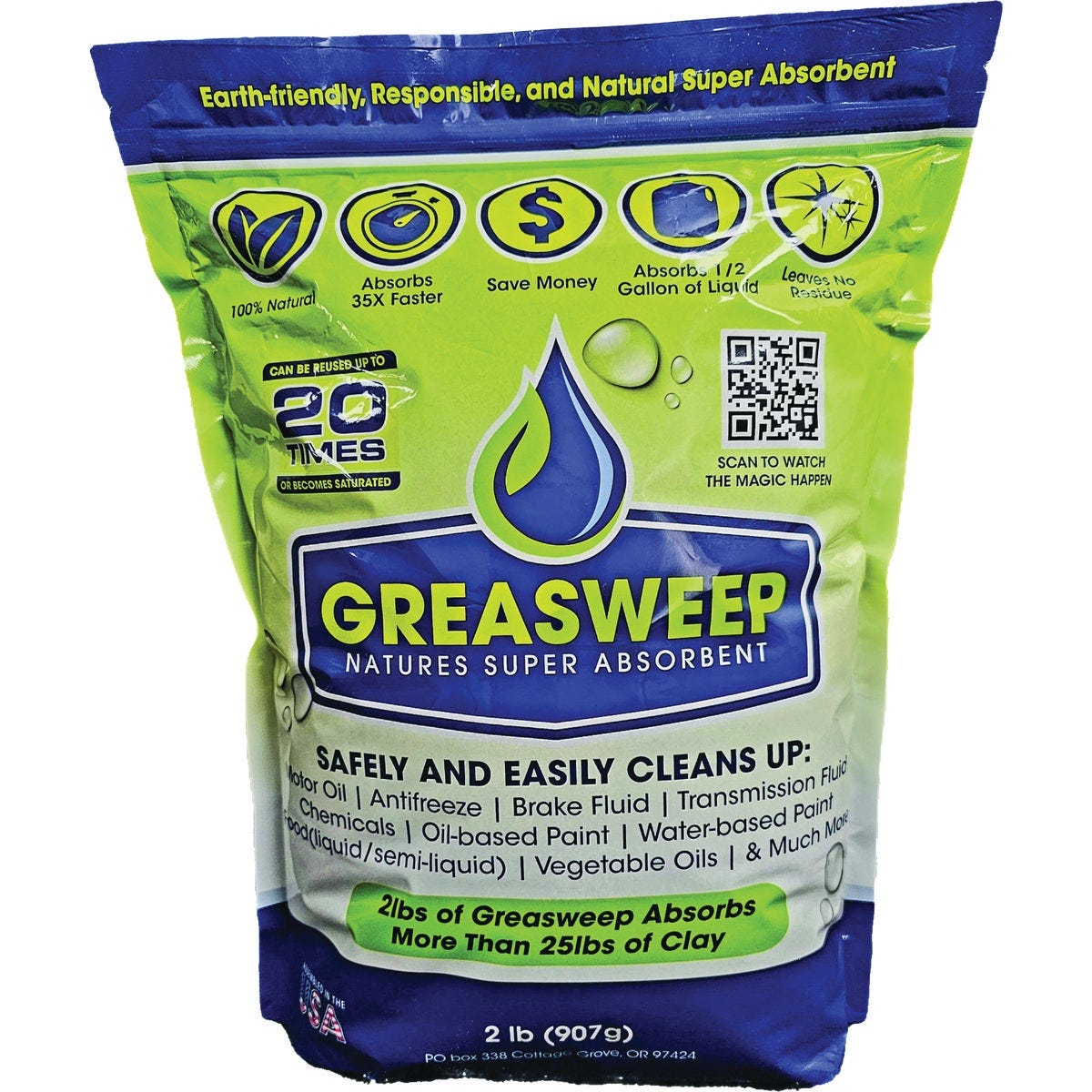 Greasweep 2 Lb. Natural Multi-Purpose Super Oil Absorbent Greasweep 2 Lb. Natural Multi-Purpose Super Oil Absorbent