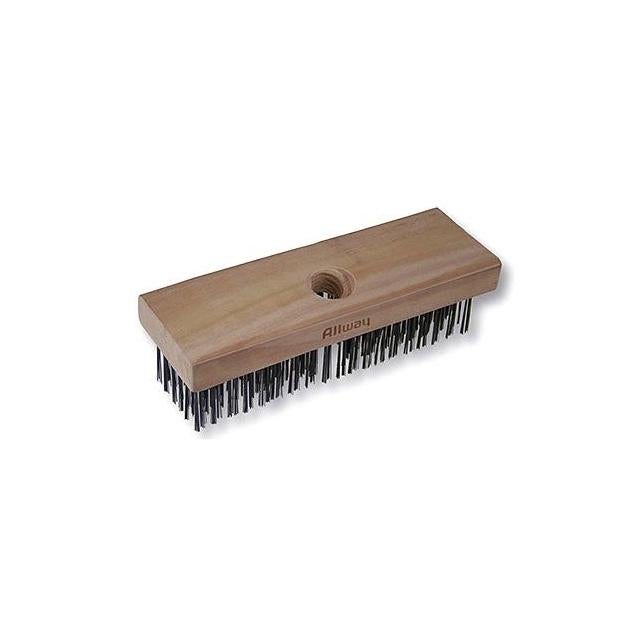 Allway Block Carbon Steel Wire Brush With Wood Handle, 6 x 19 Rows