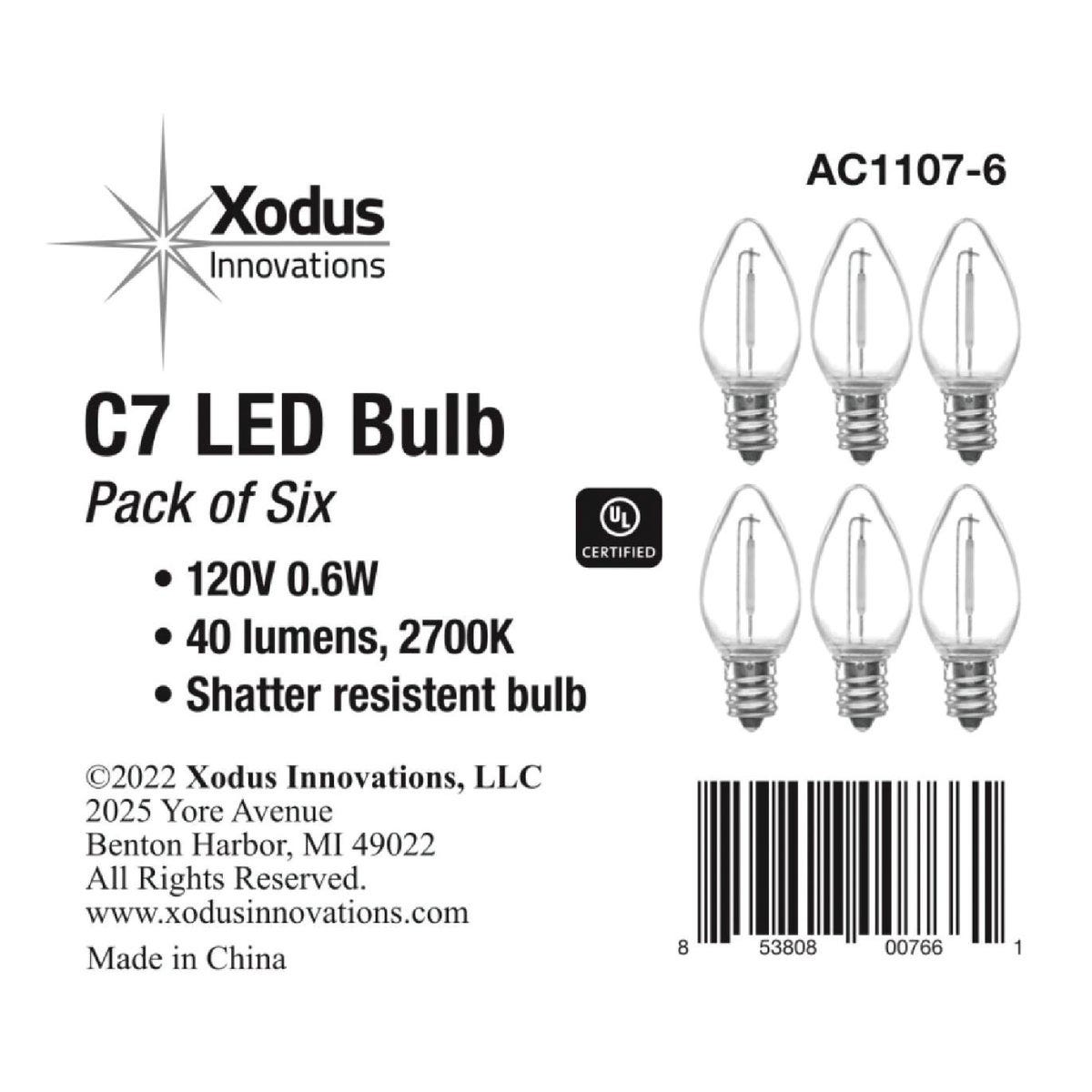 Xodus Clear 0.6W C7 LED Candle Light Bulb (6-Pack) - photo 2 Xodus Clear 0.6W C7 LED Candle Light Bulb (6-Pack) - photo 2