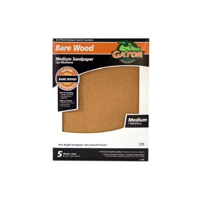 GatorGrit 9 In. x 11 In. Garnet Medium 100-Grit Sandpaper (5-Pack)