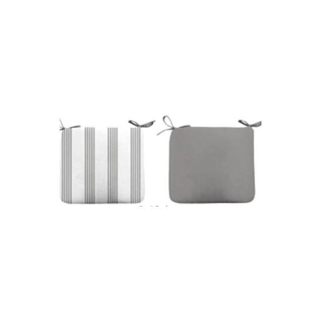 Patio Premier 18 In. x 15 In. x 3.5 In. Gray Striped Patio Seat Pad Patio Premier 18 In. x 15 In. x 3.5 In. Gray Striped Patio Seat Pad